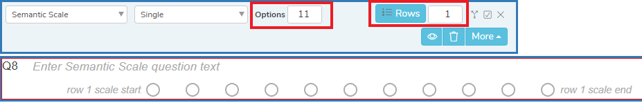 Semantic Scale question with 11 options