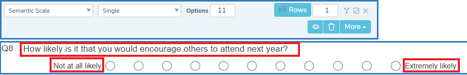 Semantic Scale question with labels