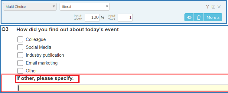 Other response added to a Multi Choice question