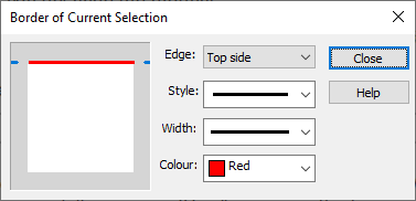 Setting the border style of a selected question
