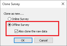 Clone as a new offline survey with the raw data