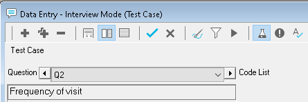 Data Entry showing the navigation bar used to progress through the questions