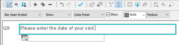 Example of a question that uses a data picker