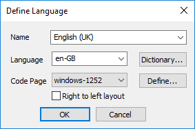 Define language dialog