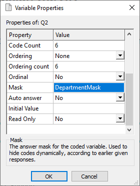 Adding a mask in the variable properties