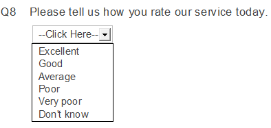 Drop down style for a multi choice question in design mode