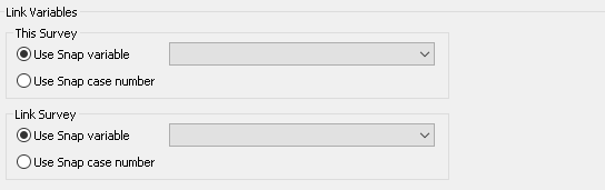 Selecting the link options for a data import