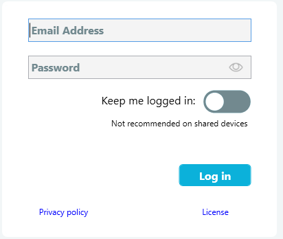 Login page requesting email address and password