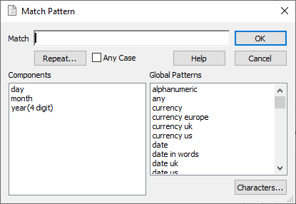 Matching a pattern