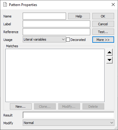 Pattern Properties dialog