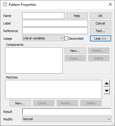 Pattern Properties dialog