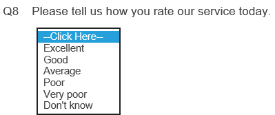 Drop down style for a multi choice question in preview