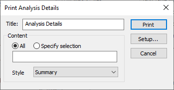 Print the analysis details