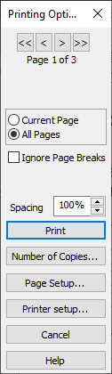 Printing options for a paper questionnaire