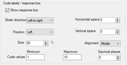 Settings for a quantity slider control
