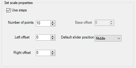 Setting the scale properties for a quantity slider control
