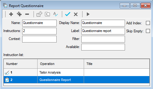 Details of the Questionnaire report