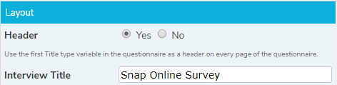 Questionnaire Layout