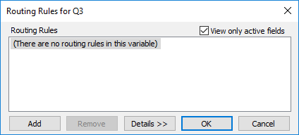 Routing rules dialog