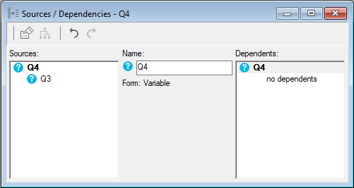 Sources and dependencies window