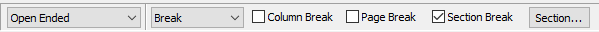 Topics toolbar showing section break settings