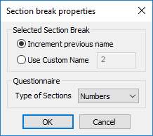 Section break properties dialog
