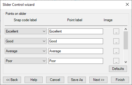 Set the point labels using the Slider Control wizard