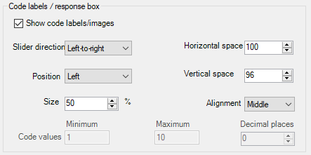 Settings for a slider control