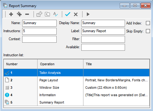 Details of the Summary report