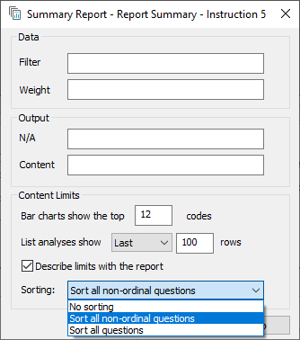 Change the Summary Report settings