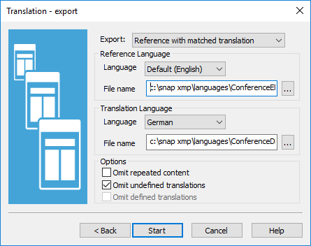 Using the Translation wizard to export a language for translation