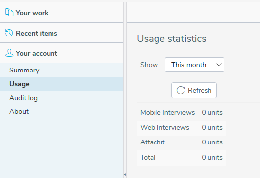 Displaying the Usage statistics