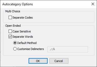 Auto category options