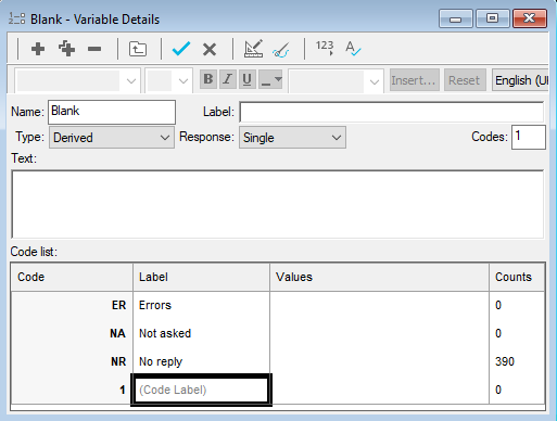 Creating a blank derived variable