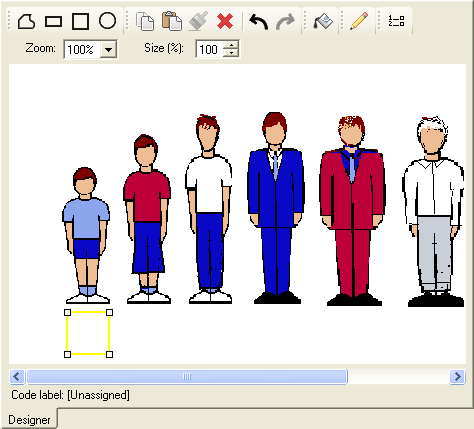 Map editor for analysis showing age figures