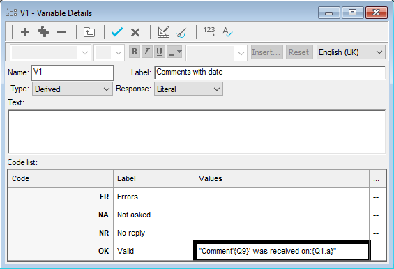 Derived variable to list comments with the date of visit