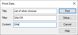 Print a list of literal responses