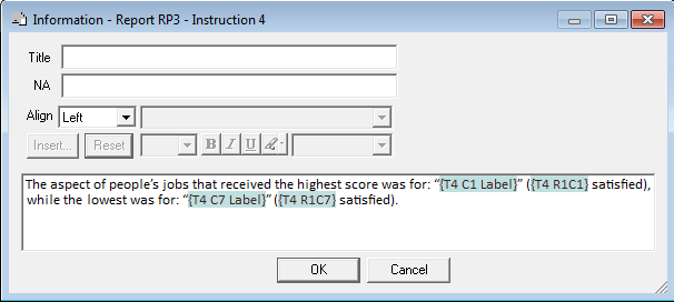 Use column labels and cell values in the report