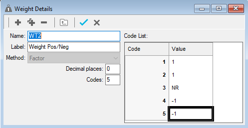 Weight details dialog