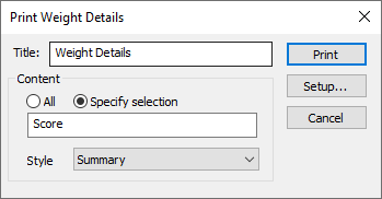 Print the weight details