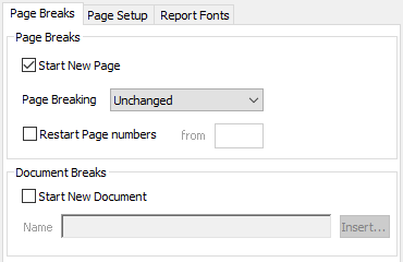 Insert a page break in the report