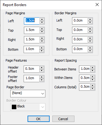 Set the page margins and borders margins