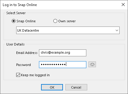 Log in to Snap Online with the entered user details