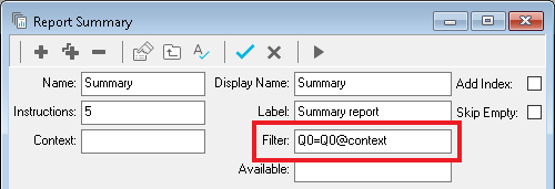 Report details showing a context filter