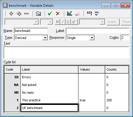 Derived variable for a benchmark