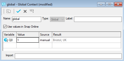 Global context values