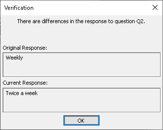 Verify difference found