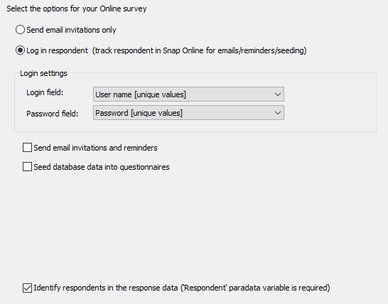 Log in respondents