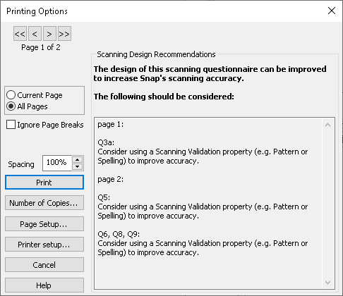 Scanning design recommendations