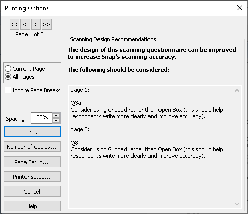 Scanning design recommendations